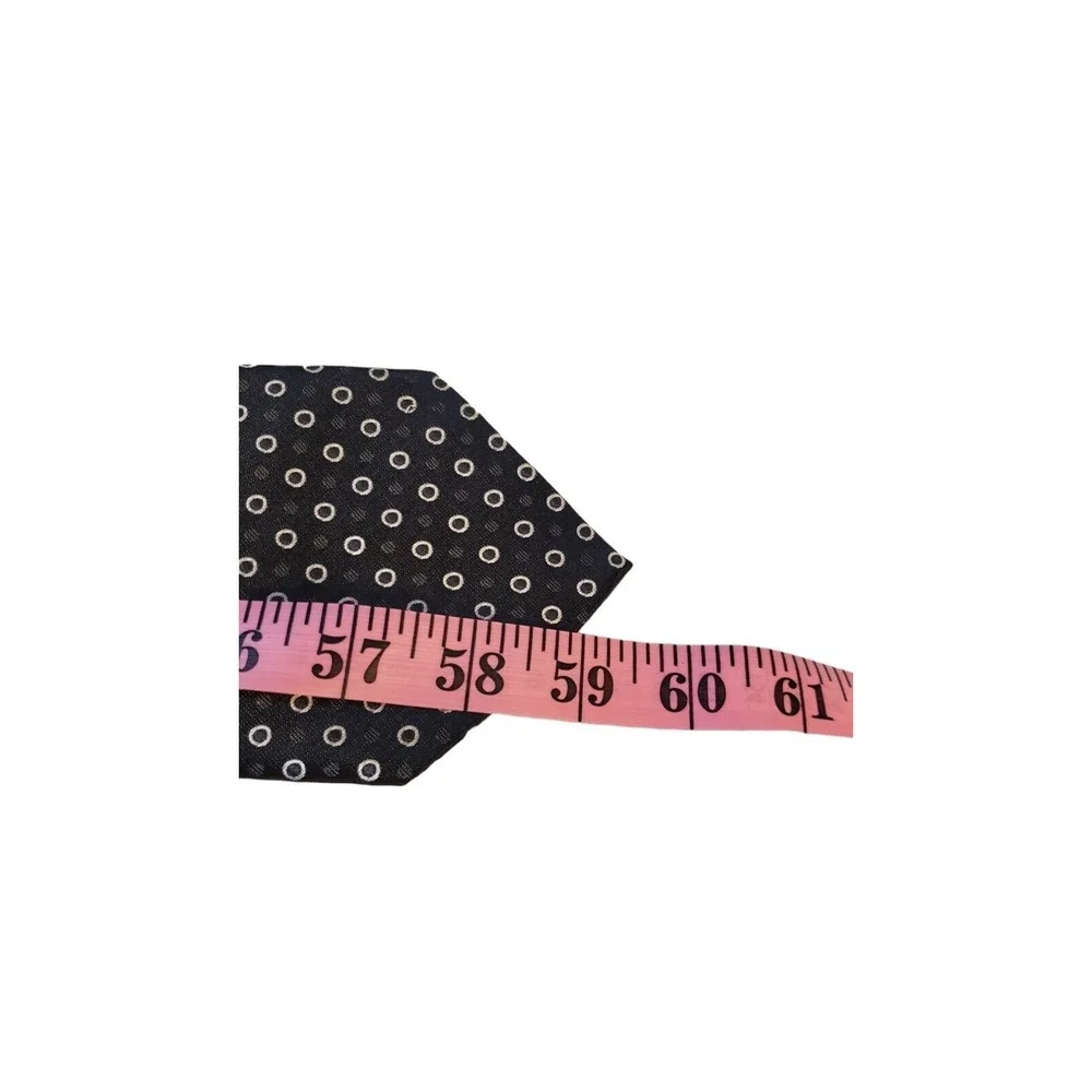George Luxury 100%‎ Silk Black Circle Polka Dot Neck Tie Business Church Wedding